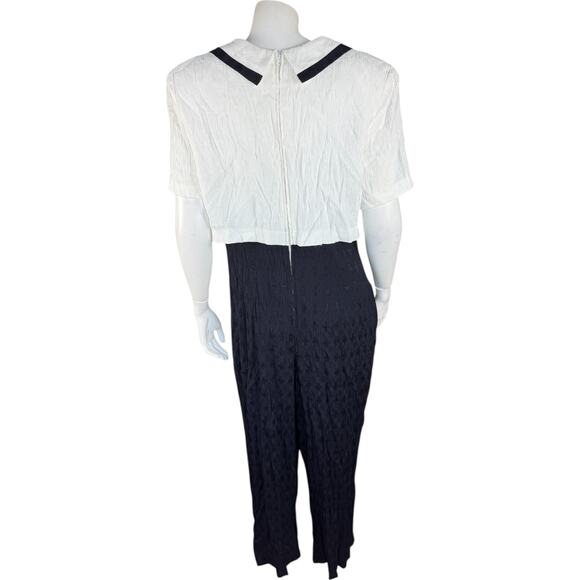 Vintage USA Petites Pantsuit Navy White Sailor Collar Gold Buttons Size 14 - Picture 7 of 12
